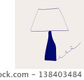 Hand drawn blue table lamp with lampshade in minimal doodle style.  138403484