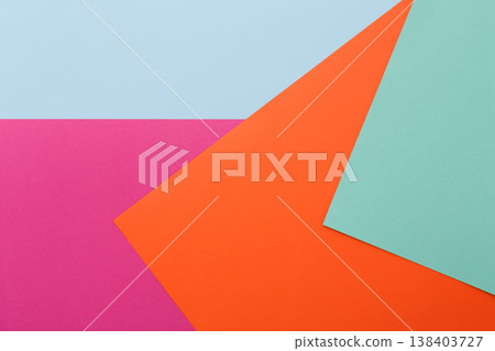 Backdrop minimalistic design, geometric textured abstract color background. Flat lay composition, top view, copy space, nobody, 138403727