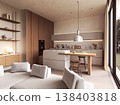 Open Plan Modern Living Room and Kitchen 138403818