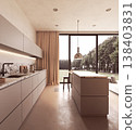Modern Minimalist Kitchen with Nature View 138403831