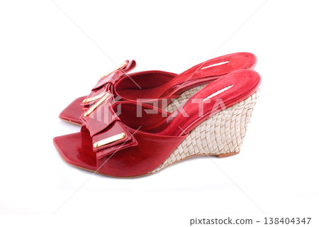 Female summer footwear on a white background. 138404347