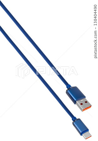 Practical power cable for smartphones with USB and Type-C interfaces, on a white background in isolation Practical power cable for smartphones with USB and Type-C interfaces, on a white background in isolation 138404490