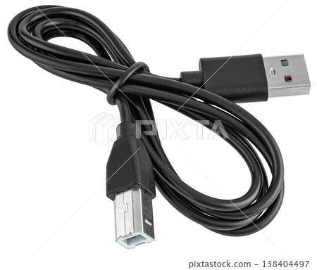 USB 2.0 Type-A to Type-B cable for connecting a printer, shown on a white background 138404497