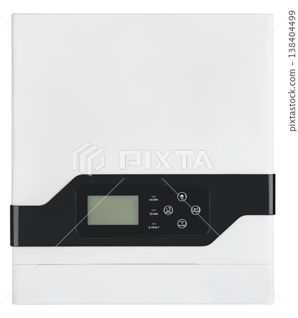 Inverter for a solar system supporting home power supply, on a white background with a border Inverter for a solar system supporting home power supply, on a white background with a border 138404499