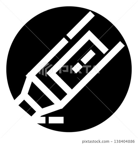 Minimalist pencil creating abstract geometric drawing inside circle 138404886