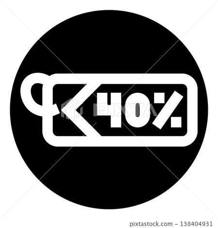 Forty percent discount price tag icon in circle 138404931