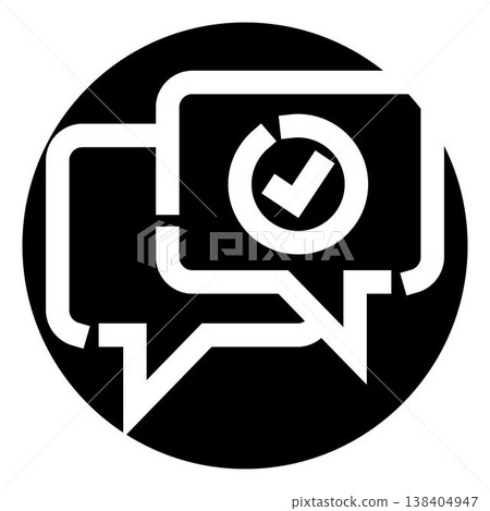 Chat communication confirming message delivery success icon Chat communication confirming message delivery success icon 138404947