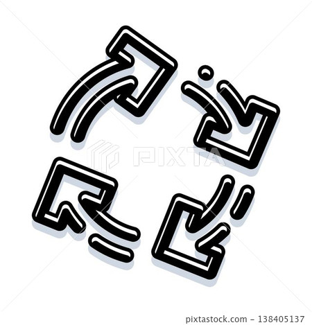 Cyclical arrows forming global recycling reuse symbol Cyclical arrows forming global recycling reuse symbol 138405137
