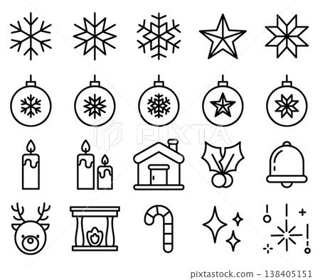 Christmas Icon Set - Line Outline 138405151