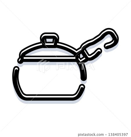 Cooking pot and lid outline illustration 138405397