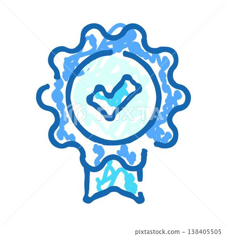 Quality certification medal with check mark icon 138405505