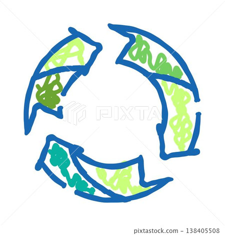 Recycling symbol indicating environmental conservation and waste management Recycling symbol indicating environmental conservation and waste management 138405508