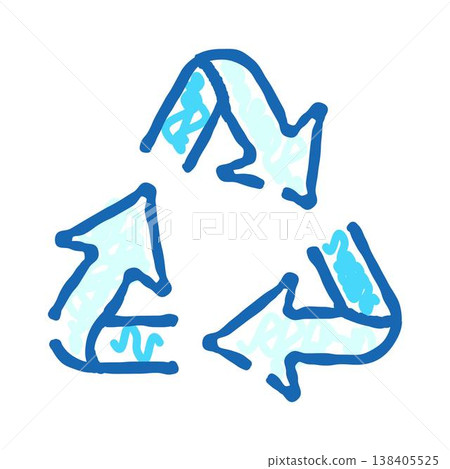 Blue hand drawn recycling symbol for sustainability concept Blue hand drawn recycling symbol for sustainability concept 138405525