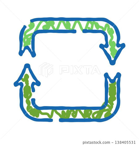 Green blue doodle circular arrows recycling process Green blue doodle circular arrows recycling process 138405531