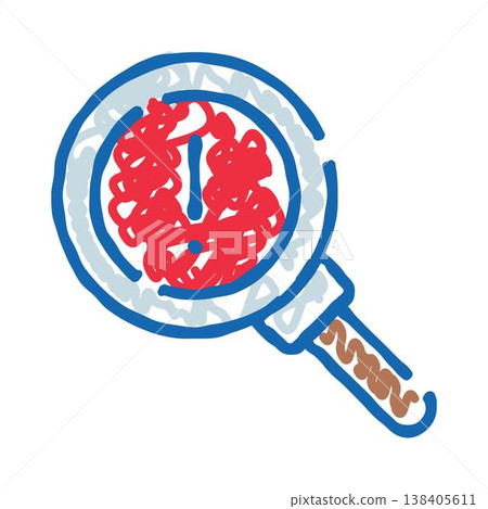 Magnifying glass finding problem with red tangled lines 138405611