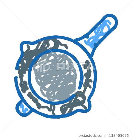 Frying pan cooking instant noodles sketch illustration Frying pan cooking instant noodles sketch illustration 138405655