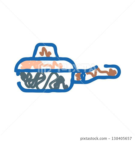 Frying pan doodle with food concept illustration Frying pan doodle with food concept illustration 138405657