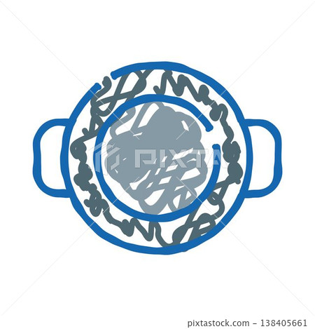 Abstract cooking pot doodle with tangled contents Abstract cooking pot doodle with tangled contents 138405661