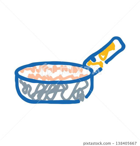 Cooking food in pan doodle icon concept 138405667