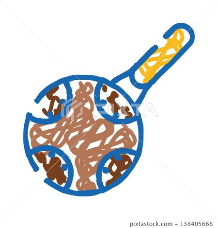 Skillet cooking meatballs doodle illustration kitchen concept 138405668