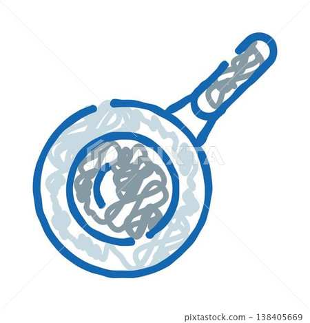 Hand drawn doodle sketch cooking frying pan icon 138405669