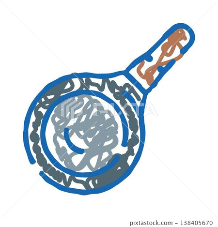 Cooking pan with food doodle kitchenware icon 138405670
