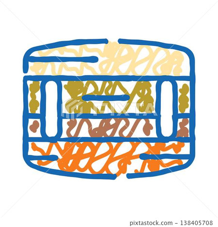 Layered food container with colorful noodles icon Layered food container with colorful noodles icon 138405708