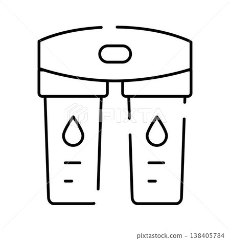 Household water filtration system purifying drinking liquid drops 138405784