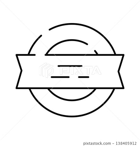 Quality product guarantee label with blank ribbon Quality product guarantee label with blank ribbon 138405912