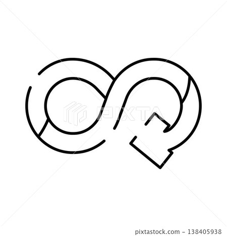 Infinity symbol forming a cyclical modern recycling loop Infinity symbol forming a cyclical modern recycling loop 138405938