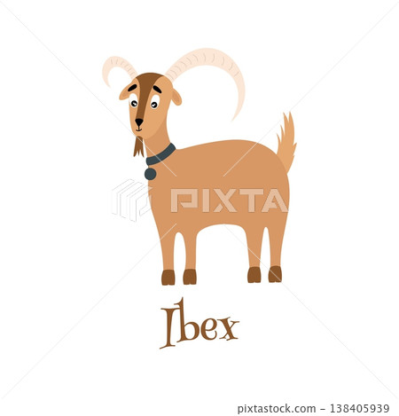 Vector illustration of a cute ibex with big horns. 138405939