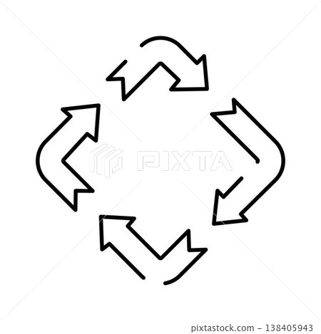 Circular arrows creating a recycling symbol loop concept Circular arrows creating a recycling symbol loop concept 138405943