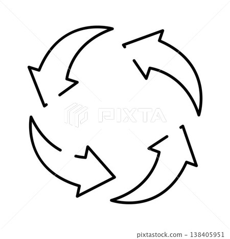 Recycling arrows forming circular motion symbol Recycling arrows forming circular motion symbol 138405951