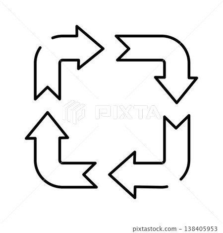 Recycling arrows forming a continuous process loop 138405953