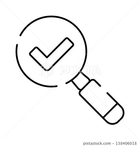 Magnifying glass and check mark confirming search 138406018