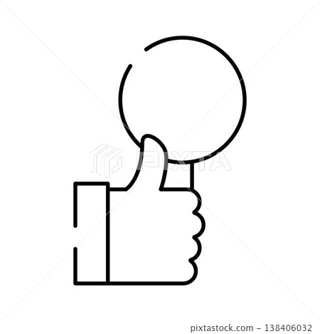 Hand giving thumbs up holding magnifying glass Hand giving thumbs up holding magnifying glass 138406032