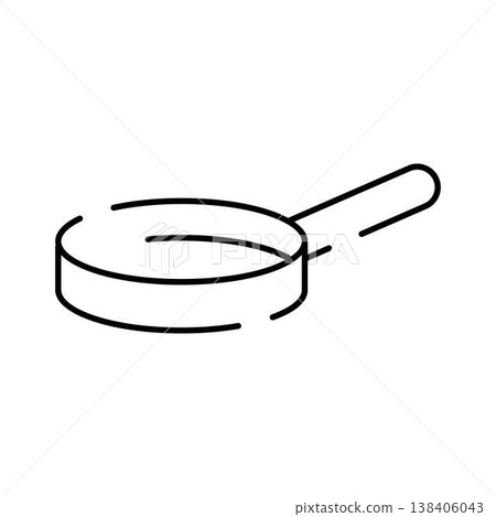 Frying pan kitchen cooking utensil line icon Frying pan kitchen cooking utensil line icon 138406043