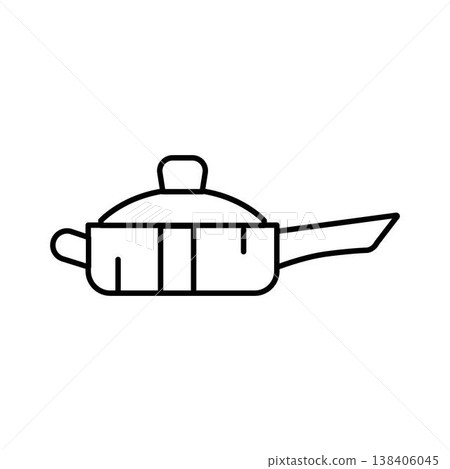 Cooking pot kitchenware outline flat icon design 138406045