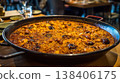 Traditional Arroz a Banda Seafood Rice in Paella Pan 138406175