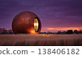 Futuristic Spherical Architecture with Brushed Copper Facade 138406182