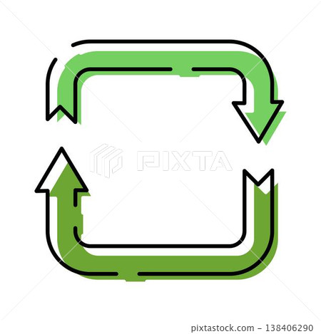 Green circular arrows creating a refresh reload symbol 138406290