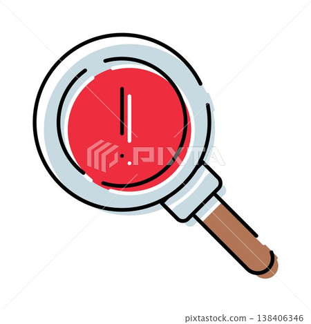 Magnifying glass highlighting problem alert finding issue 138406346