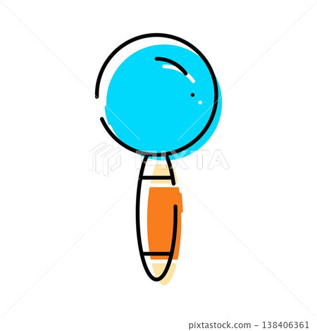 Magnifying glass finding information in a simple line art 138406361