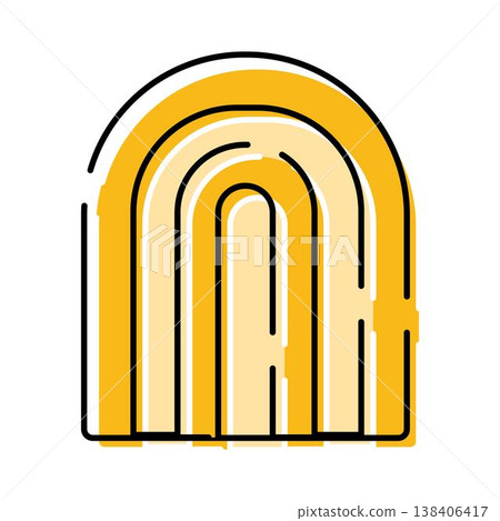Abstract yellow geometric arch outline drawing design 138406417