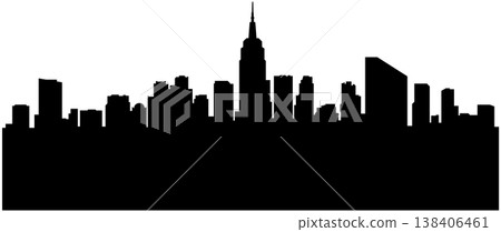 black and white city silhouette, without background black and white city silhouette, without background 138406461
