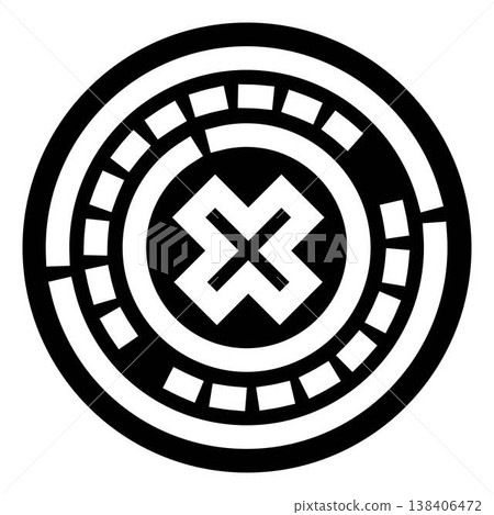 Abstract geometric cross symbol in circular design 138406472