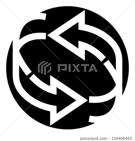Circular arrow symbol forming loop illustrating recycling process 138406483