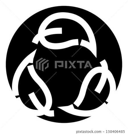 Abstract circular arrow symbol with many faces 138406485