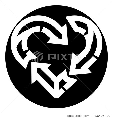 Heart shaped recycling arrows creating love symbol Heart shaped recycling arrows creating love symbol 138406490