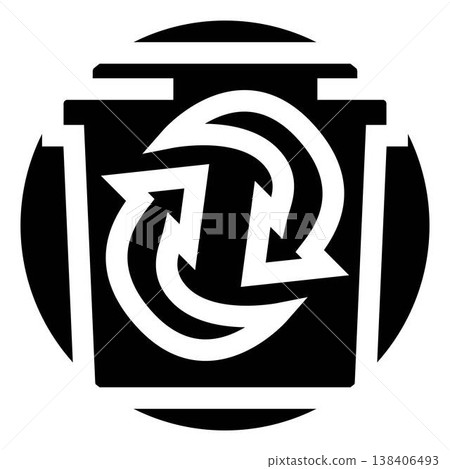 Recycle bin icon with rotating arrows symbol Recycle bin icon with rotating arrows symbol 138406493